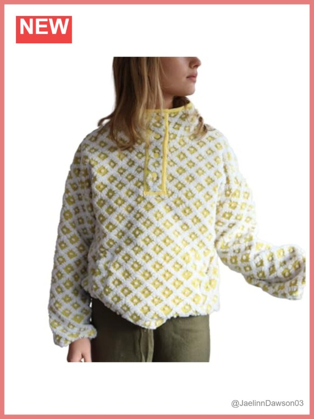 Oversized Fleece Plaid Sweatshirt High Neck Sherpa Pullover Women